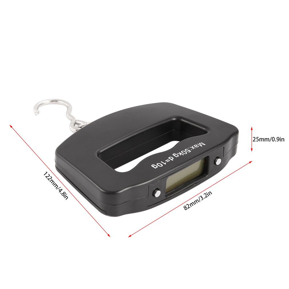 Pocket 50kg/10g LCD Digital Fishing Hanging Electronic Scale Hook Weight Luggage-black
