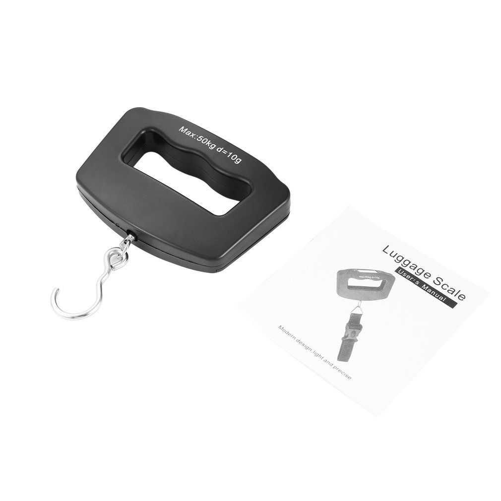 Pocket 50kg/10g LCD Digital Fishing Hanging Electronic Scale Hook Weight Luggage-black