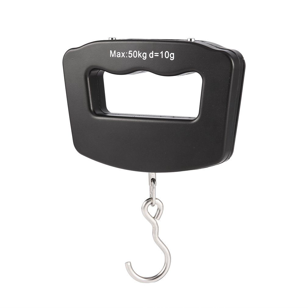 Pocket 50kg/10g LCD Digital Fishing Hanging Electronic Scale Hook Weight Luggage-black
