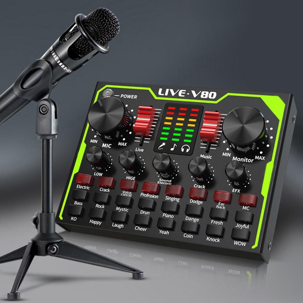 E300 Microphone Wireless Bluetooth for Live Streaming V80 Sound Card Professional Studio Condenser Microphone Tripod