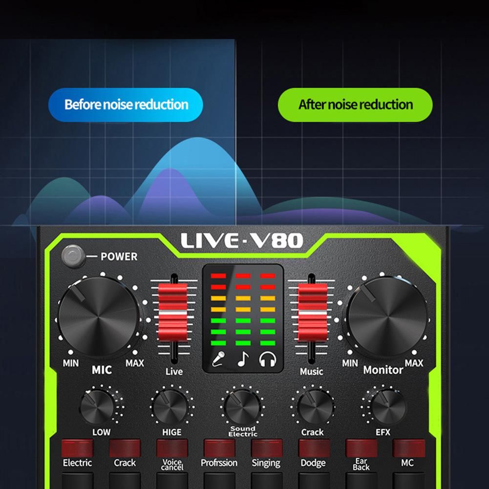 E300 Microphone Wireless Bluetooth for Live Streaming V80 Sound Card Professional Studio Condenser Microphone Tripod
