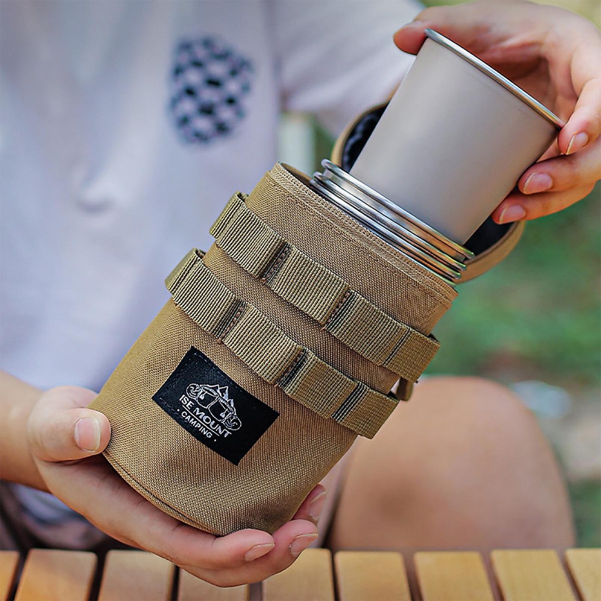 Handle Water Bottle Carrier Premium 600d Oxford Cloth Water Bottle Khaki
