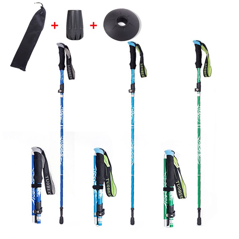 Foldable Walking Poles Anti-Shock Trekking Sticks Baton For