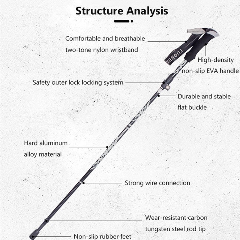 Foldable Walking Poles Anti-Shock Trekking Sticks Baton For
