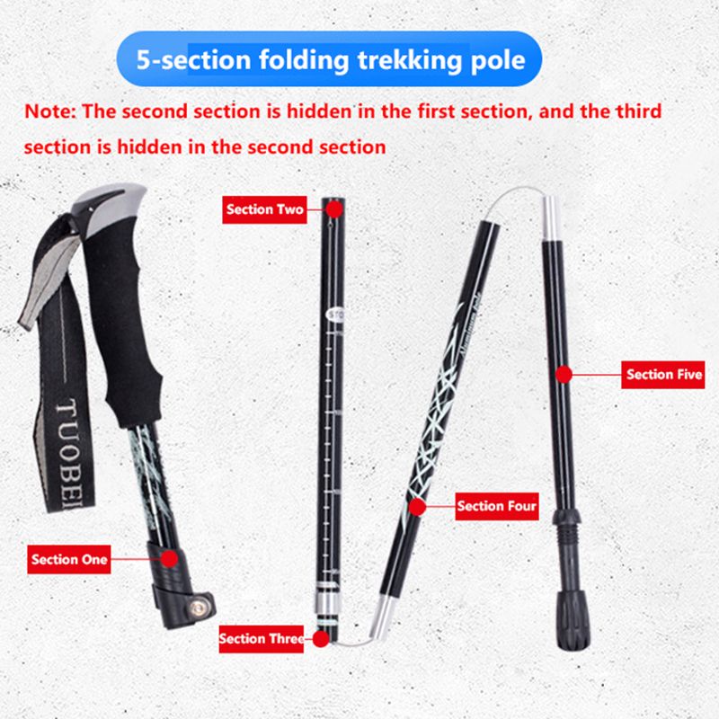 Foldable Walking Poles Anti-Shock Trekking Sticks Baton For