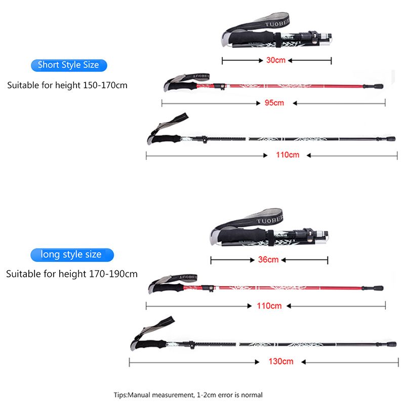 Foldable Walking Poles Anti-Shock Trekking Sticks Baton For