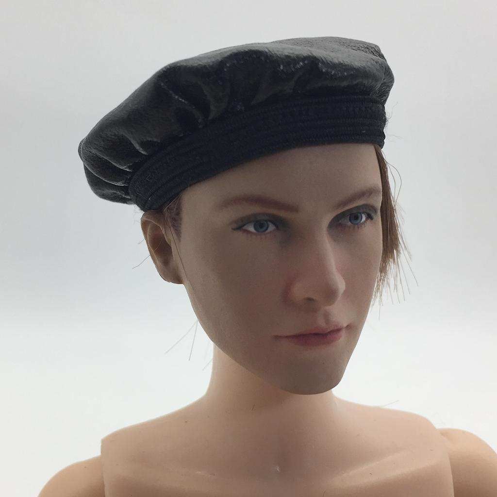 1/6 PU Leather Women  Female Hat   For 12'' Action Figure Doll Black
