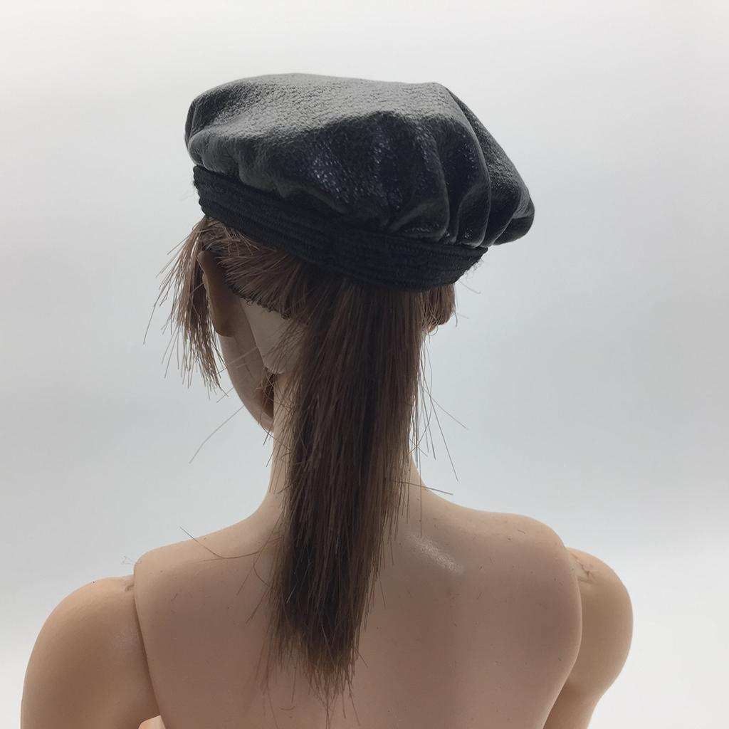 1/6 PU Leather Women  Female Hat   For 12'' Action Figure Doll Black