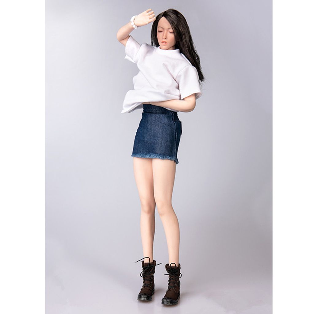 16 Scale Raw Edge Denim Short Skirt For JIAOU DOLL Female Action