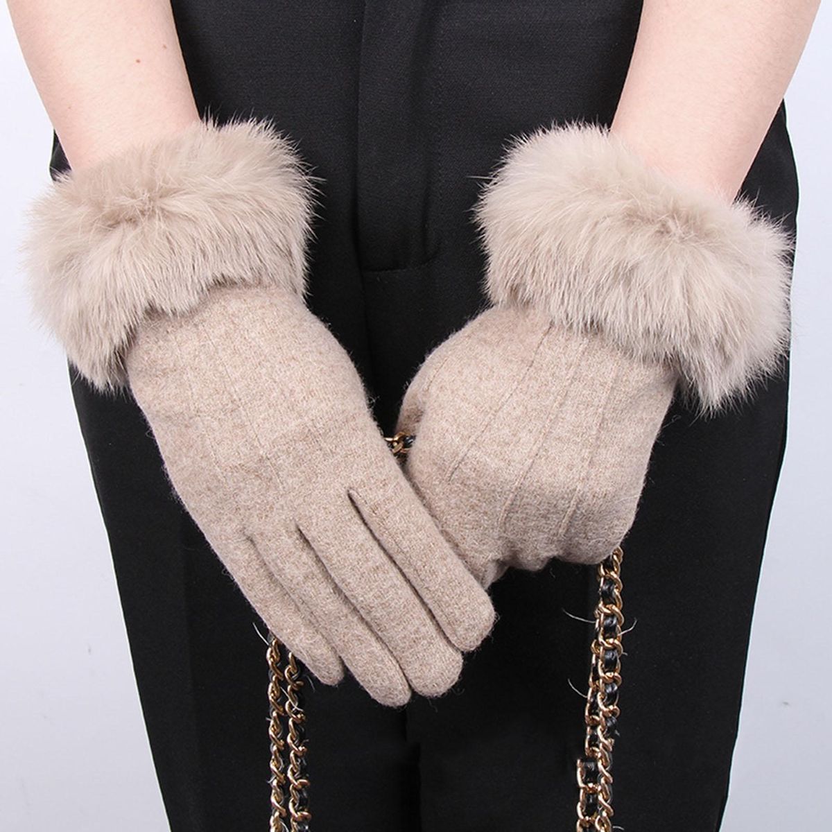 1 Pair Adults Winter Thermal Girls Cycling Bike Khaki