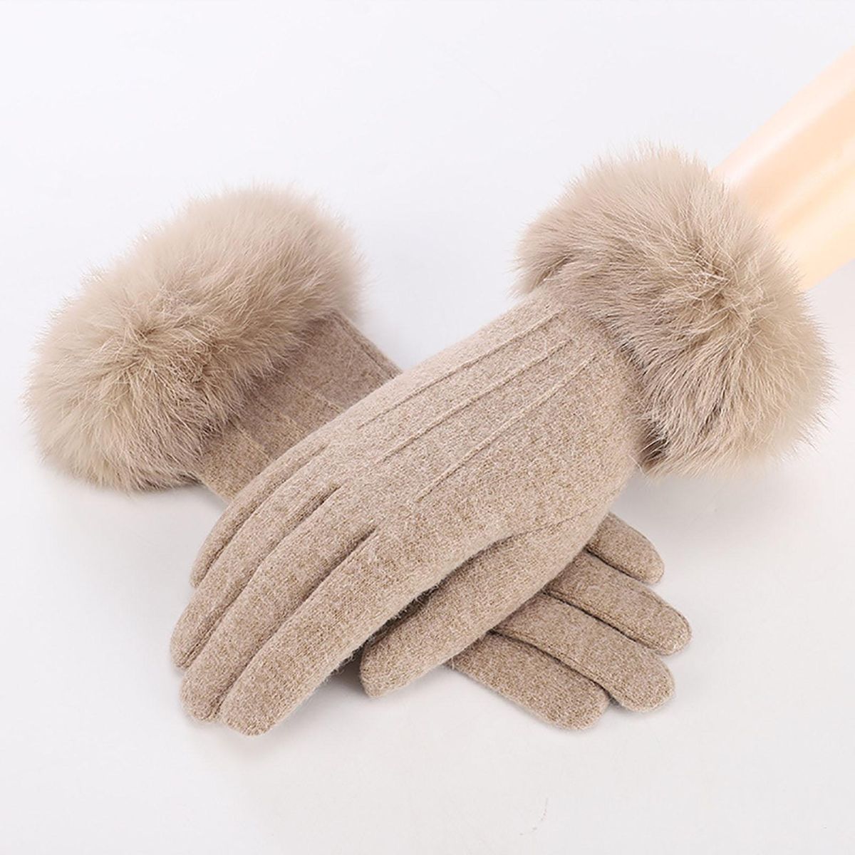 1 Pair Adults Winter Thermal Girls Cycling Bike Khaki