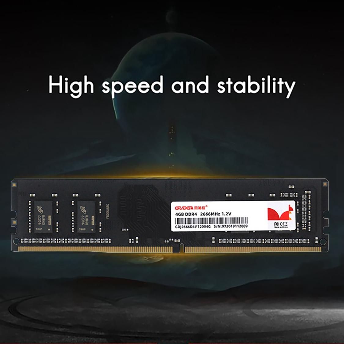 GUDGA DDR4 Desktop Memory 4GB DDR4 2666 MHz 288PIN 1.2V RAM PC4-19200 Computer Game Universal Memory Bar for PC