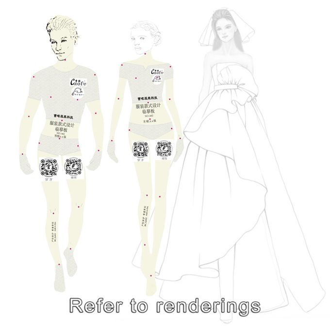 2Pcs Fashion Ruler Template Humanoid Patterns Plastic Renderin