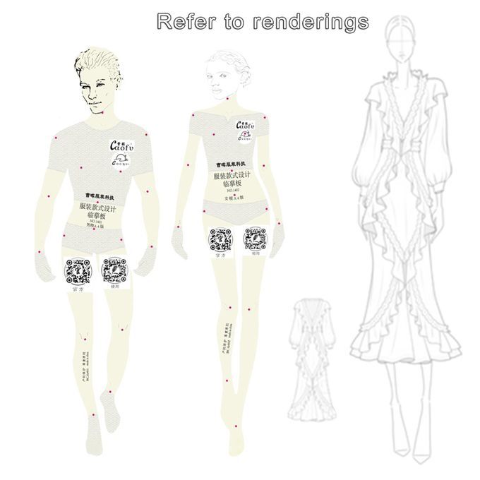 2Pcs Fashion Ruler Template Humanoid Patterns Plastic Renderin