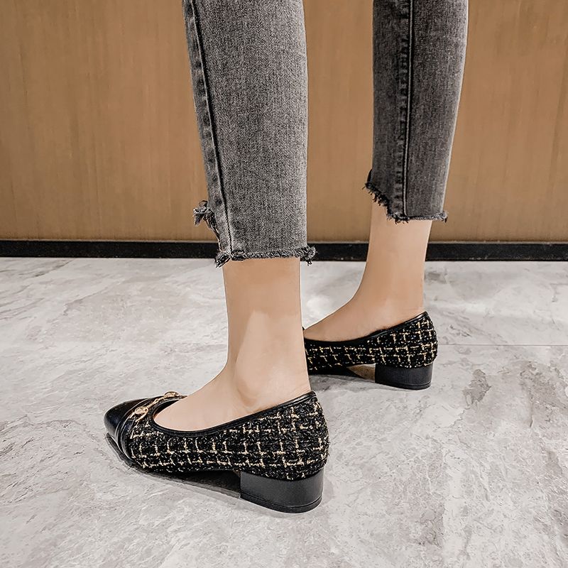 Women Shoes New College Style Low Heels Shoes Woman Party Court Shoes Sweet Work Loafers Black