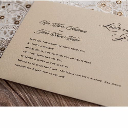 Laser Cut Wedding Invitation Card - 0004-Cream - Pack of 100
