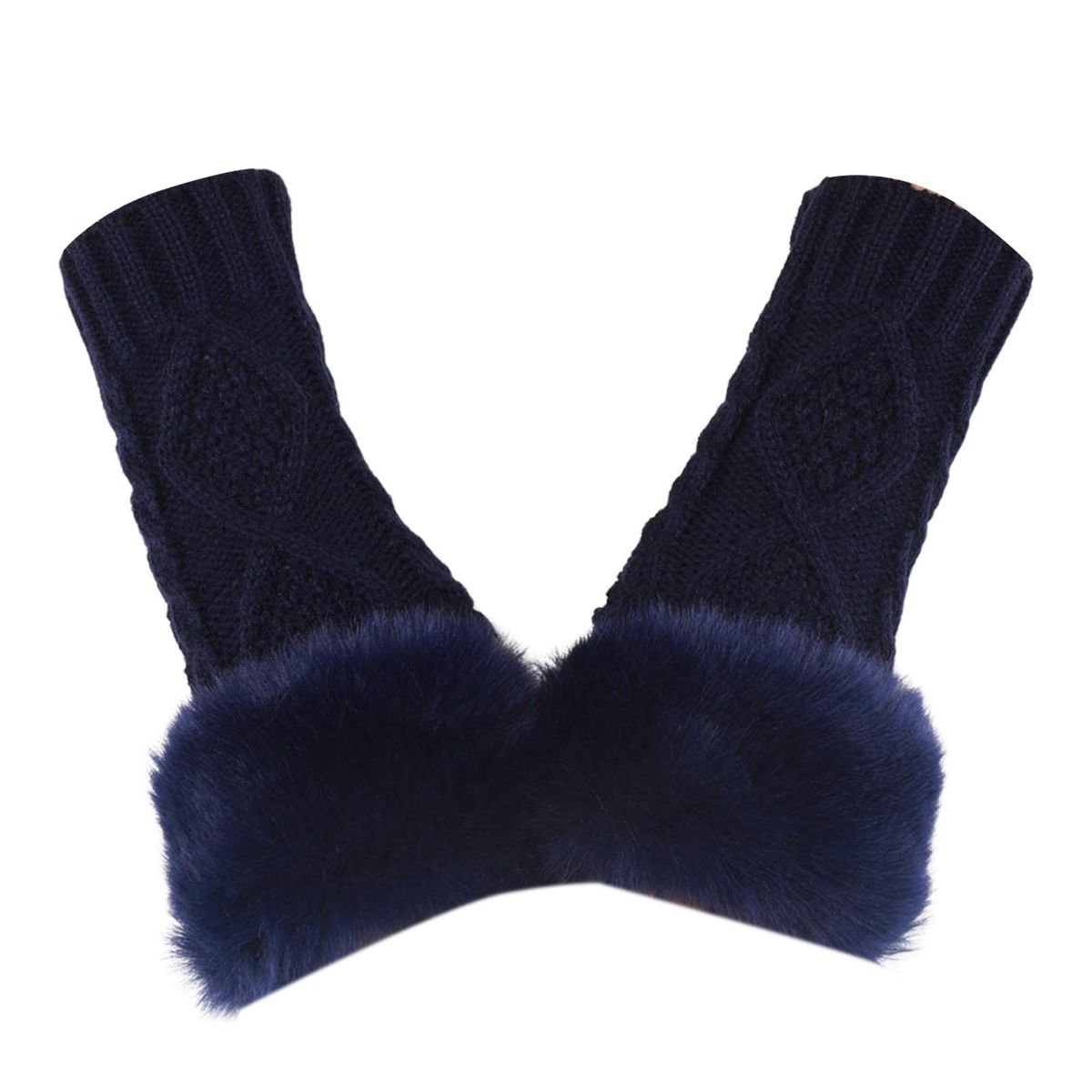 1 Pair Female Long Lady Arm Sleeves Mittens Navy Blue