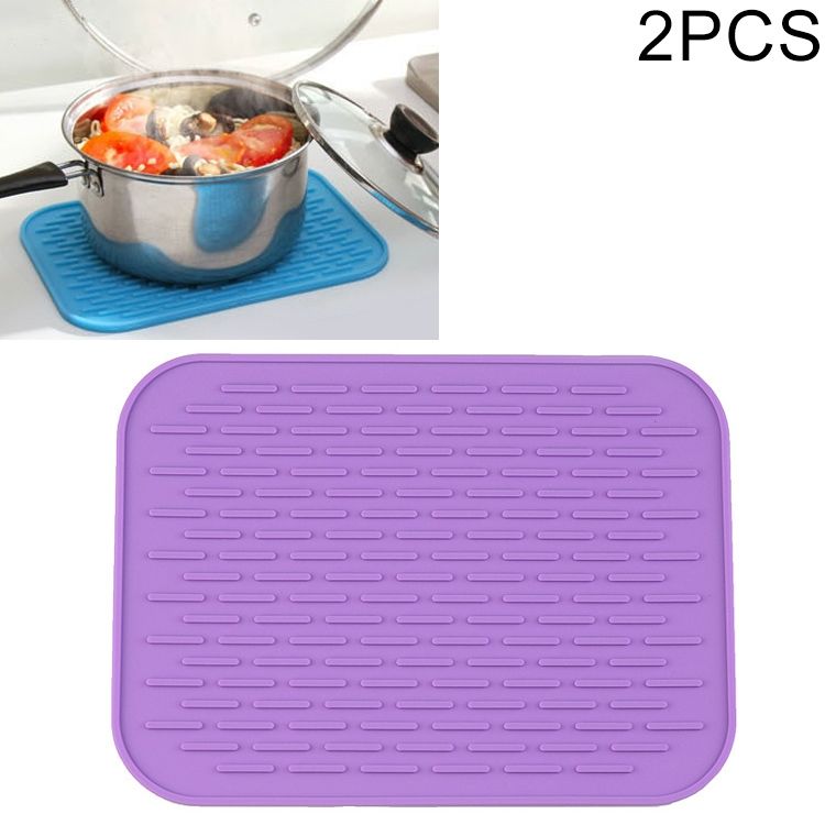 2 PCS Thicken Colorful Silicone Insulation Mat European Anti-burning Pot Pad Table Waterproof  Phone Pad(Purple)