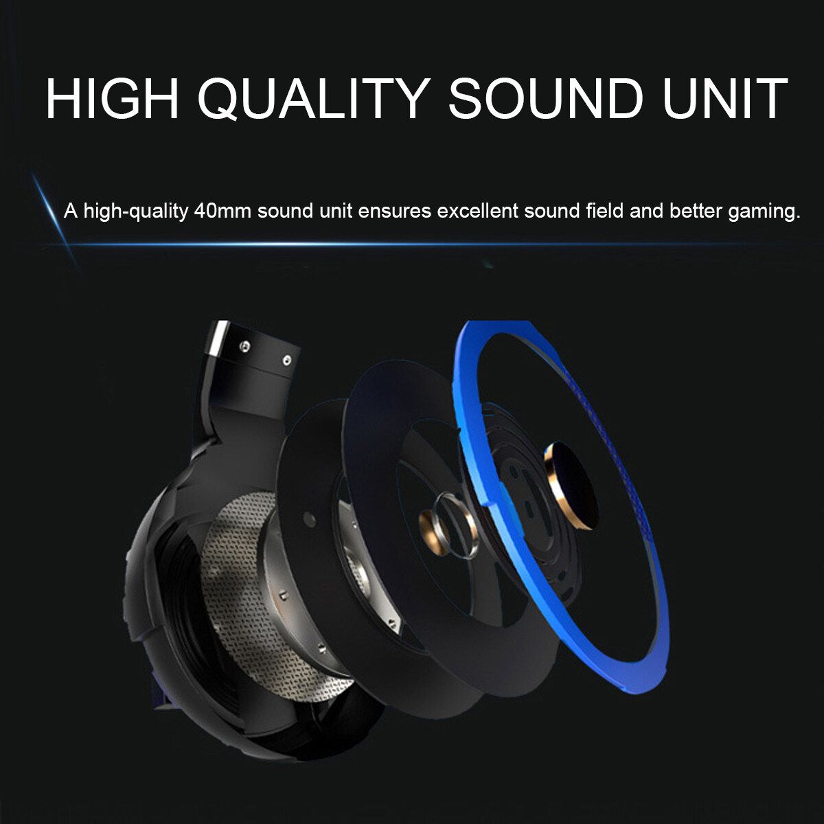 LED 3.5mm Mic Stereo Gaming Headset Computer Laptop Headphones Microphone Blue