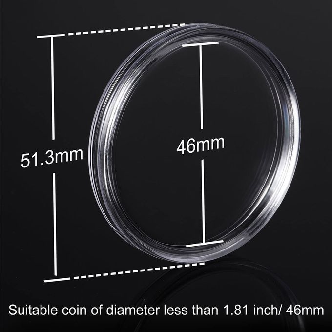 46mm Coin Protective Case Capsules Organizer Storage-Clear