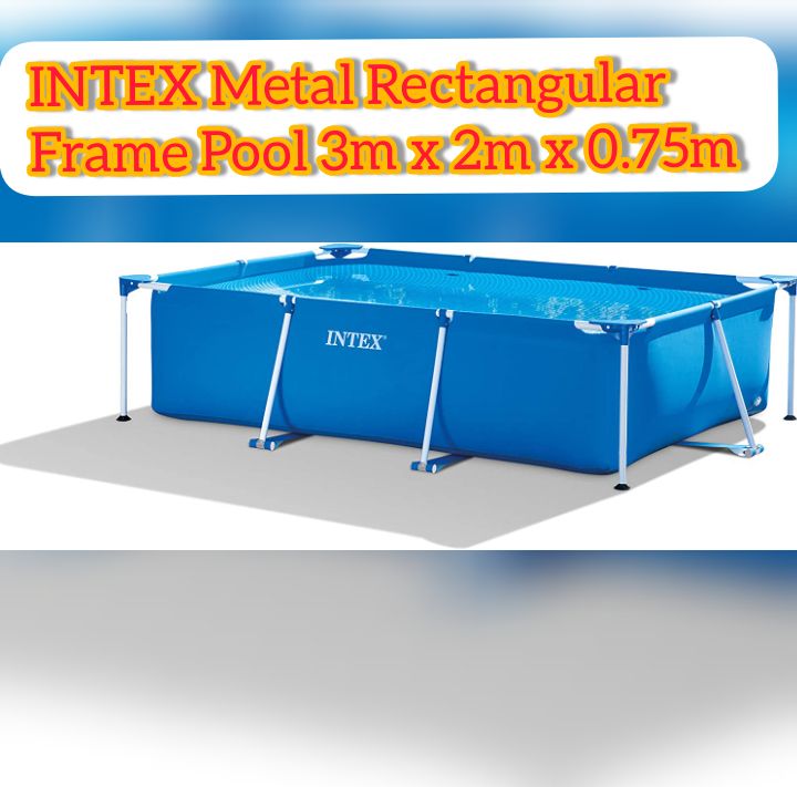28272 Metal Frame Rectangular  Pool 3m X 2m X 75cm-Blue