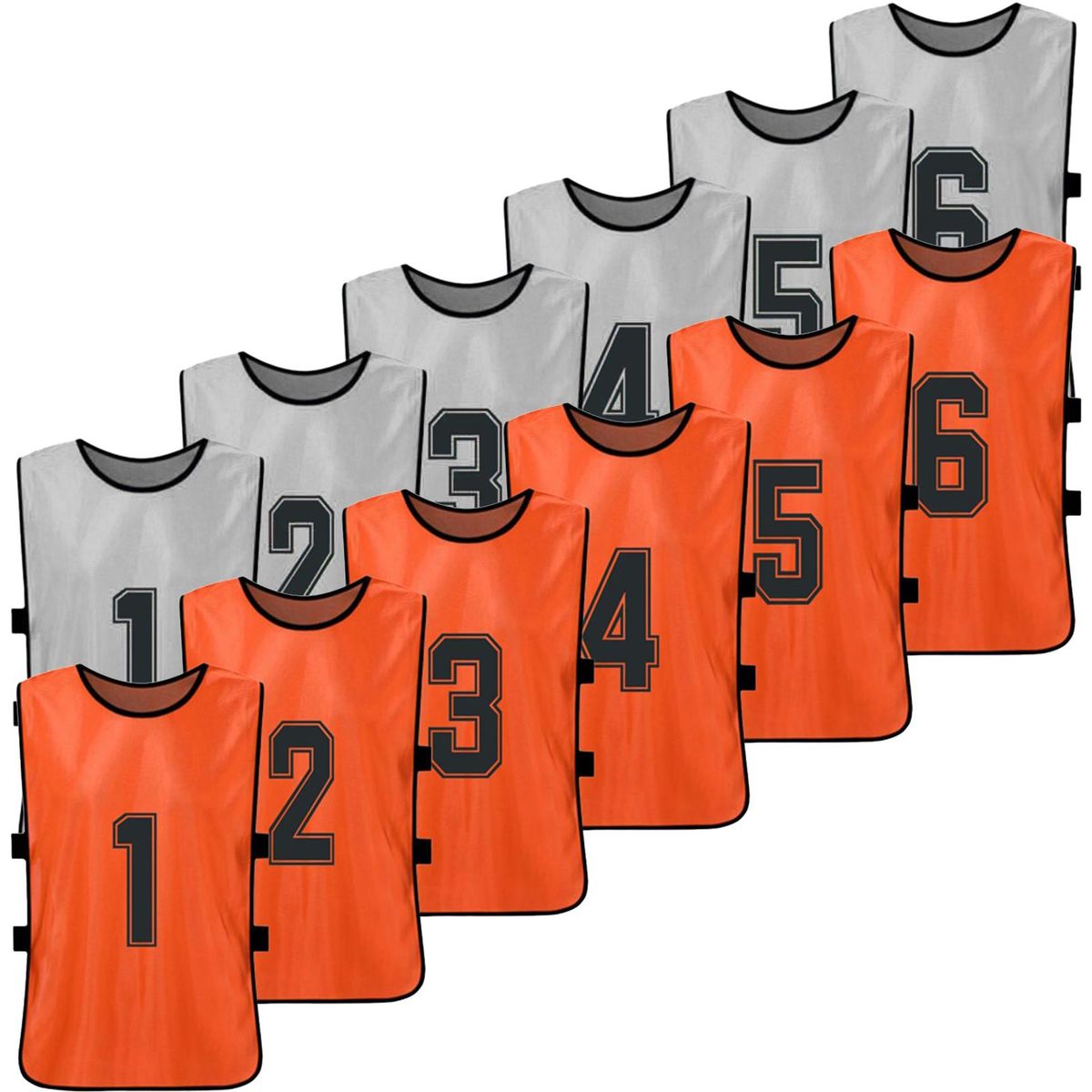 12 PCS Adults Soccer Pinnies 2 Colors Quick Drying Football Team Jerseys Youth Sports Scrimmage Soccer Team Training Numbered Bibs Practice Sports Vest