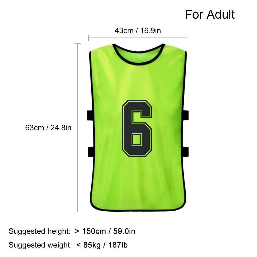 12 PCS Adults Soccer Pinnies 2 Colors Quick Drying Football Team Jerseys Youth Sports Scrimmage Soccer Team Training Numbered Bibs Practice Sports Vest