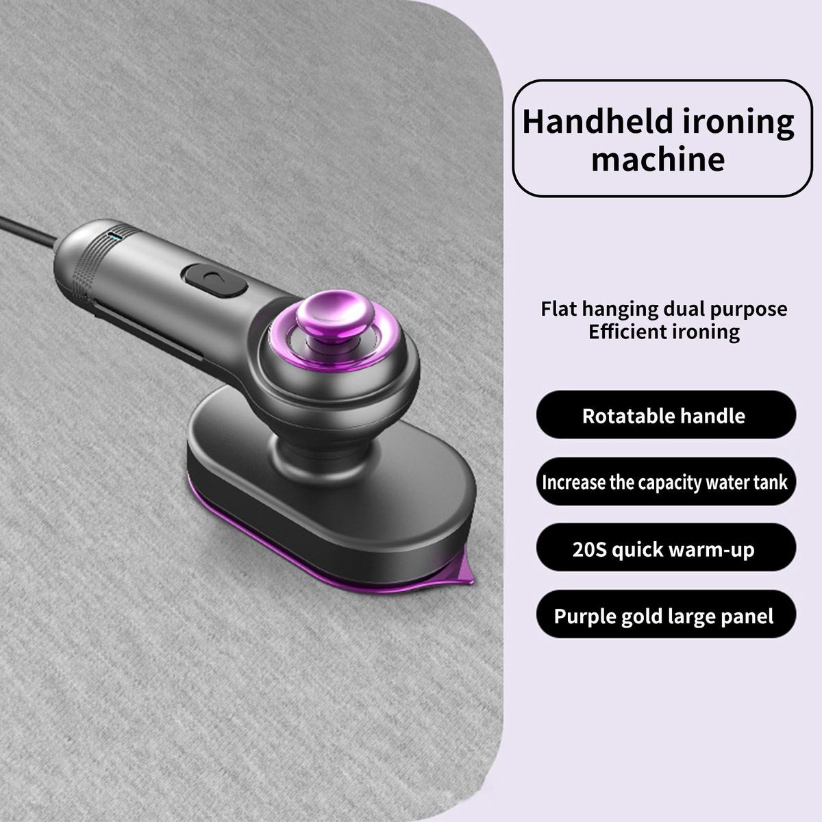 Flat Hanging Functions Mini Steamer 2-in-1 Ironing Steamer Powerful Grey