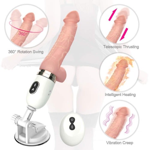 Cyclone Telescopic Thrusthing Vibrating Rotating Dildo - Orgasm Machine