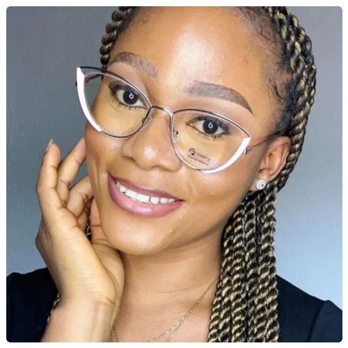 White Gold Anti-blue Light Alloy Cat Eye Optical Eyeglasses