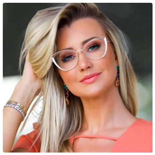 White Gold Anti-blue Light Alloy Cat Eye Optical Eyeglasses