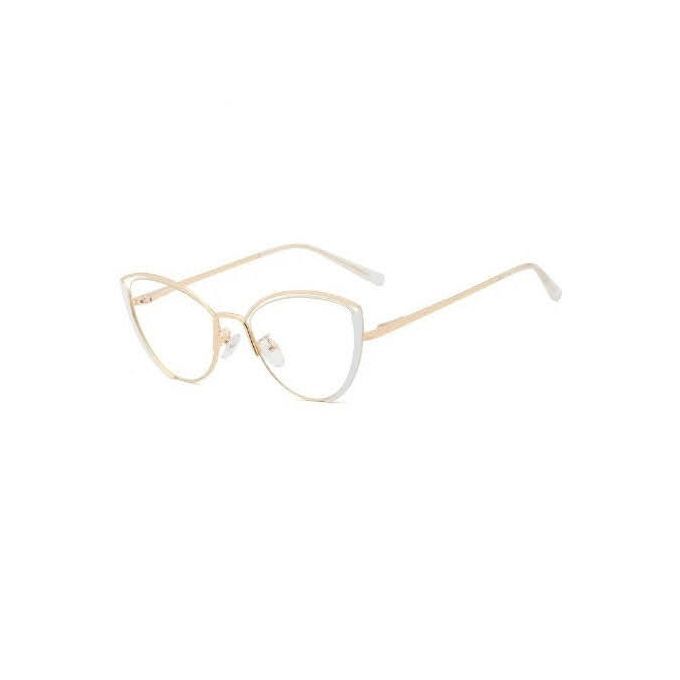 White Gold Anti-blue Light Alloy Cat Eye Optical Eyeglasses