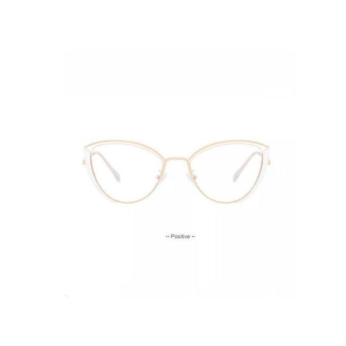 White Gold Anti-blue Light Alloy Cat Eye Optical Eyeglasses