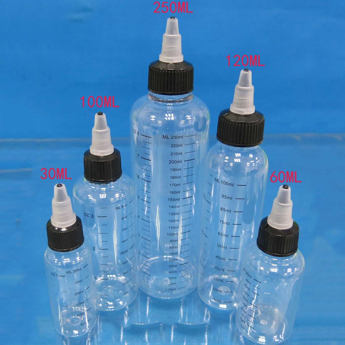10pcs 120/250ml Tattoo Ink Bottle With Twist Hat + Scale