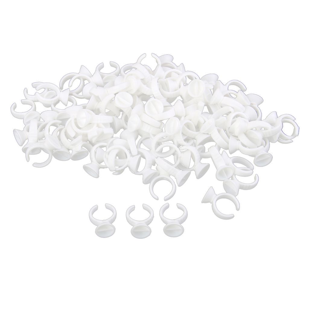 100 DISPOSABLE EYELASH EXTENSION TATTOO PIGMENT HOLDER RINGS SMALL