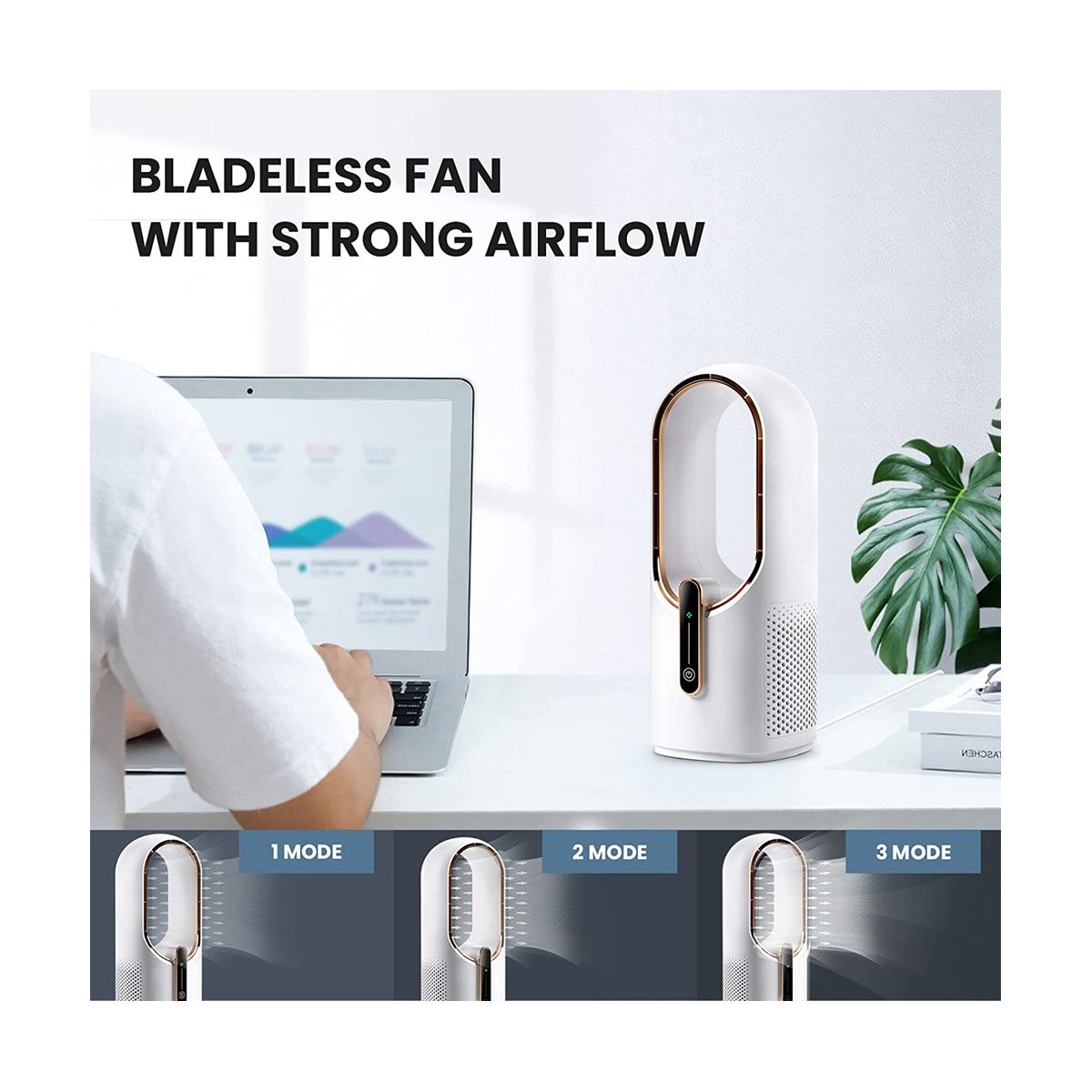 Desk Fan less Office Fan Small Cooling Fan Portable Silent Fan Type-C Charging for Office Living Room Bedroom