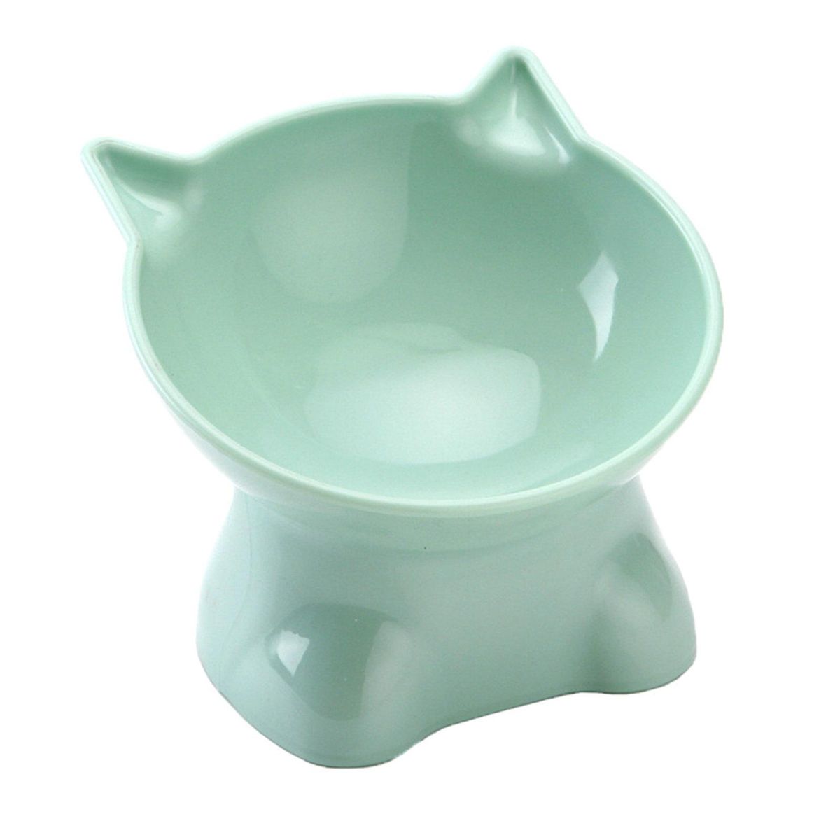 Pet Food Bowl Cartoon Cat Shape Pet Cat Dog Food Dispenser Bowl Green