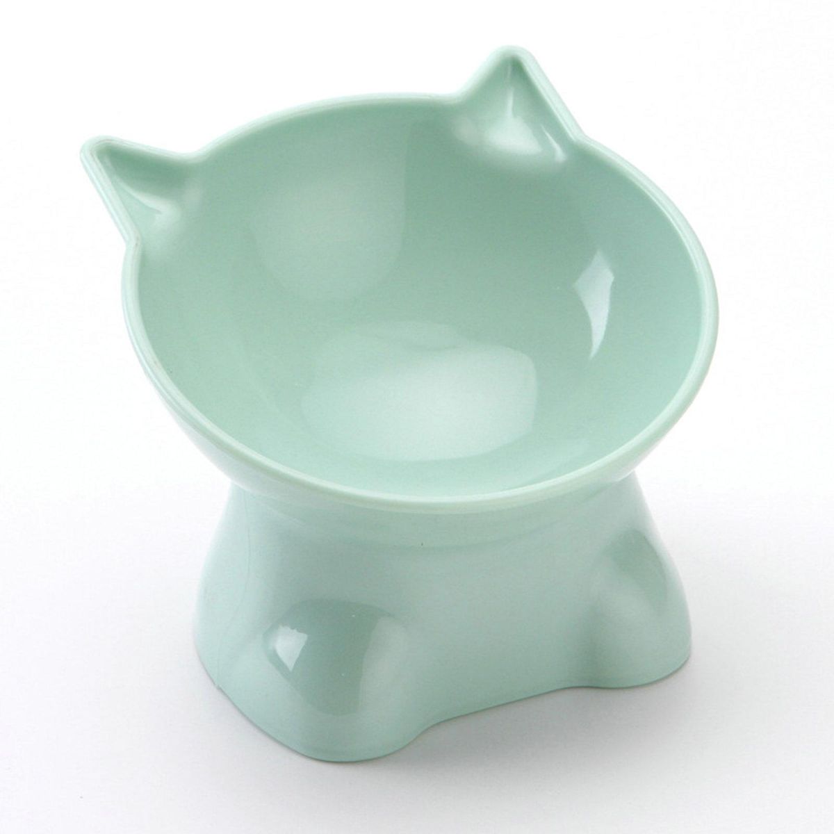 Pet Food Bowl Cartoon Cat Shape Pet Cat Dog Food Dispenser Bowl Green