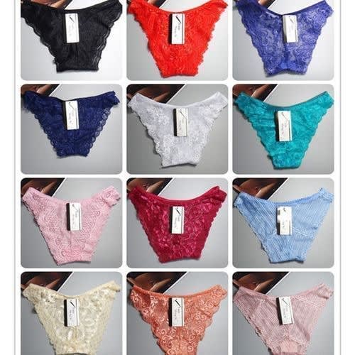 Ladies Lace Panties Briefs - 12 Pcs