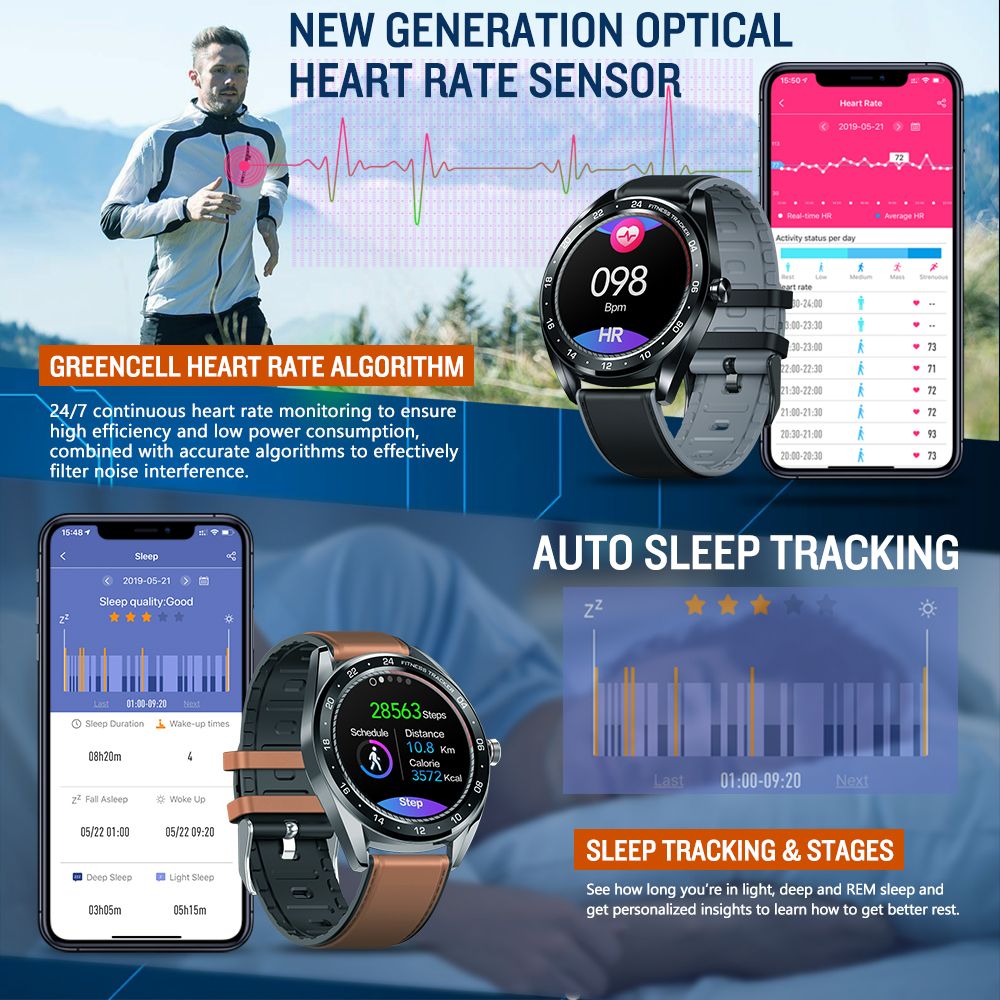 ❤Women's Intelligent Watch Full-circle Touch Screen Heart Rate And Blood Pressure Monitoring Ultra-thin Smart Fitness Watch - Black