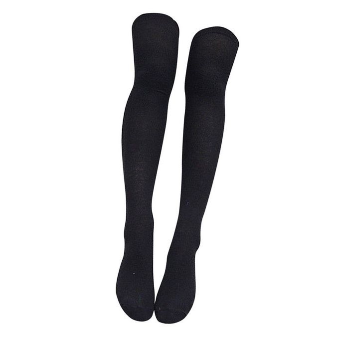 Women Thigh High Socks Soft Knit Elastic Stocking Boots Socks Black