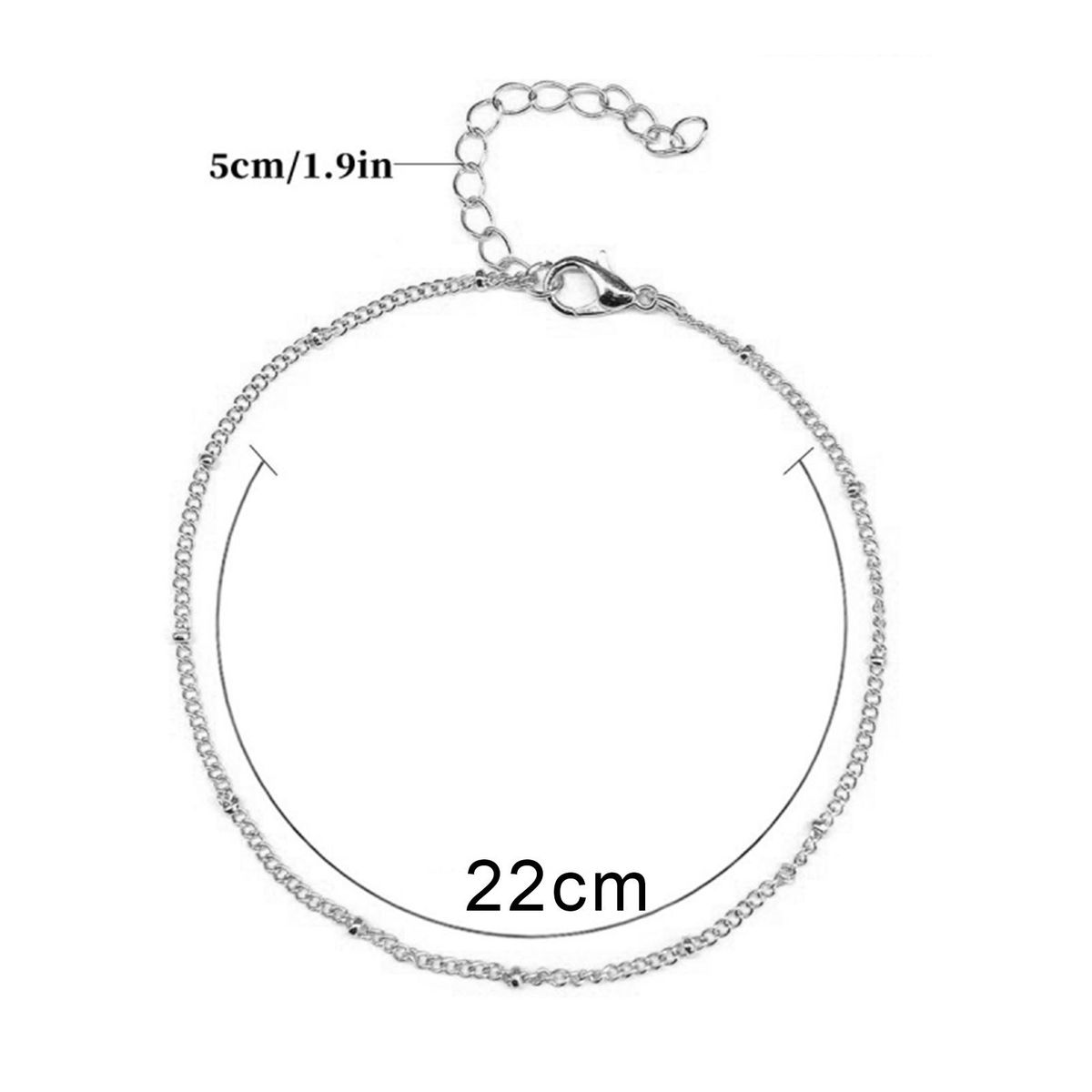 5Pcs/Set Women Beads Charm Chain Anklet Ankle-Silver