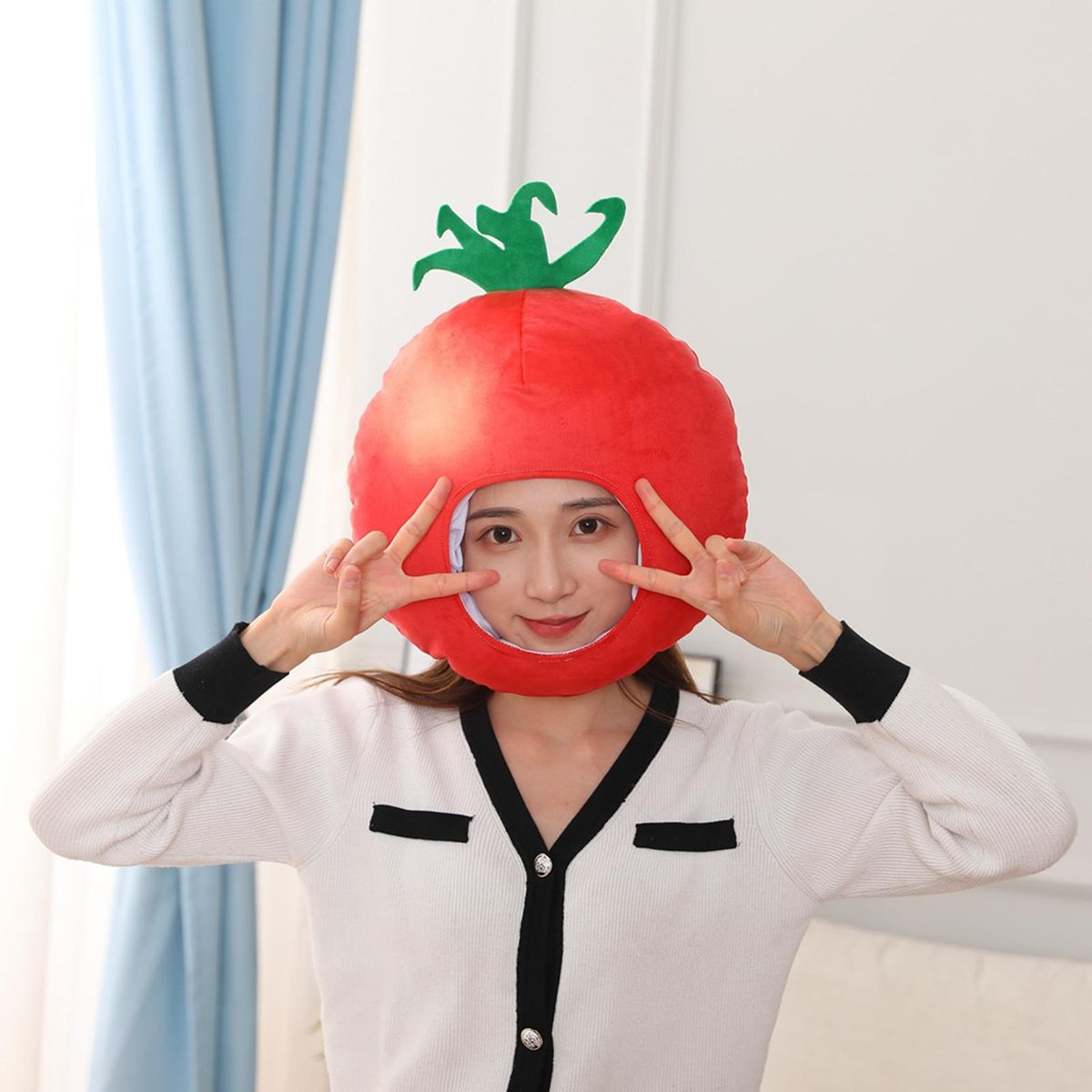 Cosplay Headgear Tomato Plush Headgear Prop Decoration Red