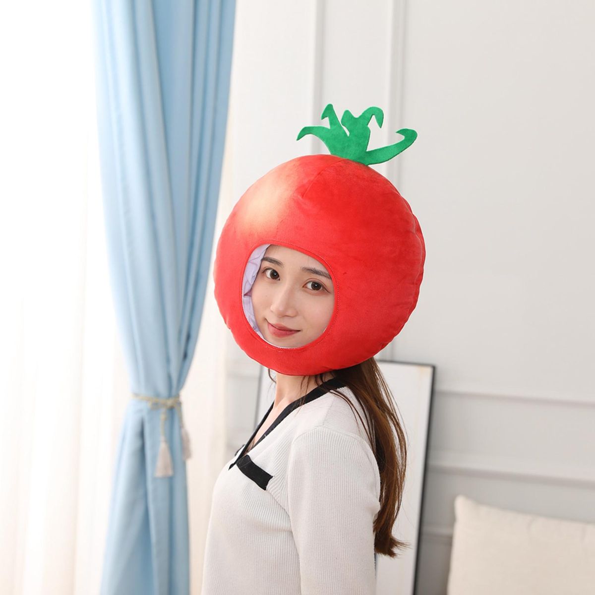 Cosplay Headgear Tomato Plush Headgear Prop Decoration Red