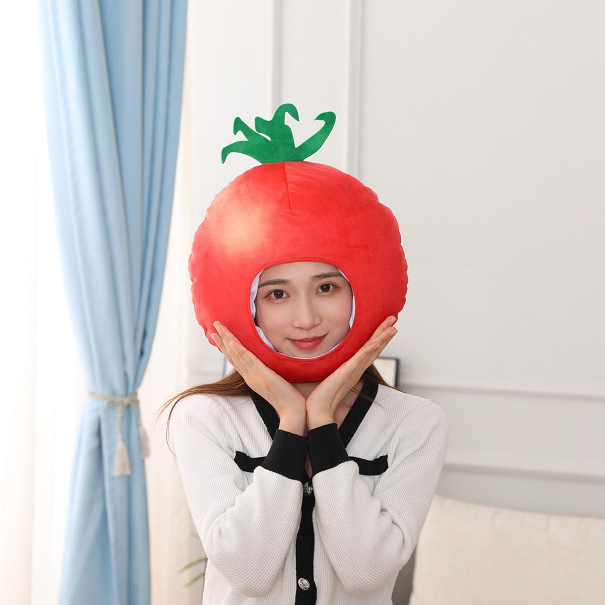Cosplay Headgear Tomato Plush Headgear Prop Decoration Red