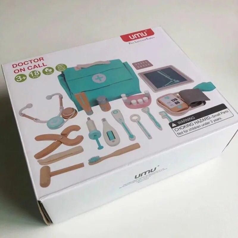 Wooden Simulation Medical Kit Child Role Playing Dentist Early Education Play House Game Parent-child Interactive Medical Tools