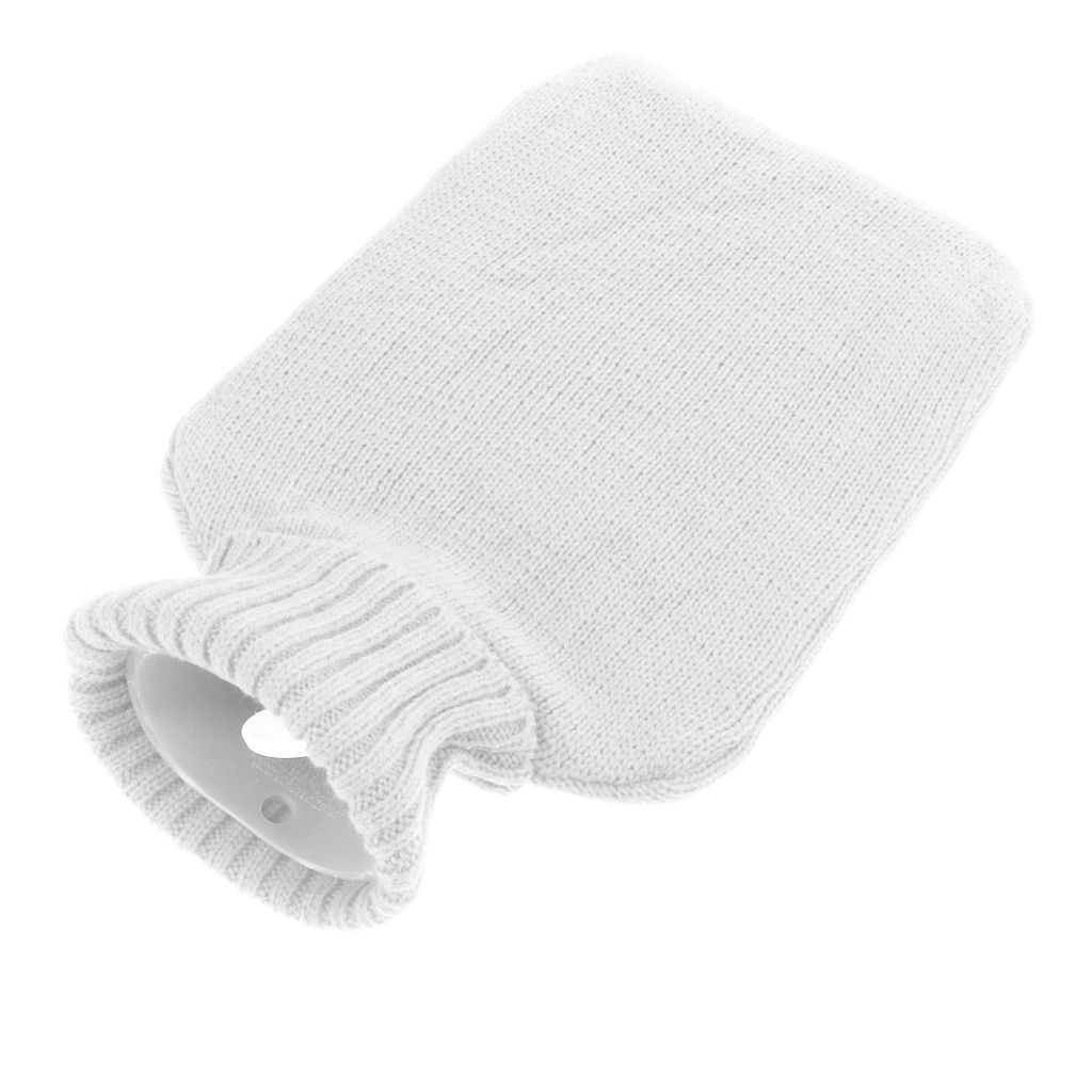 Knitted Cover Hot Water Bottle 2 L Heat Pad Relaxation Heat Pad White