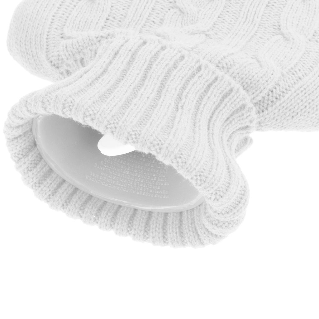 Knitted Cover Hot Water Bottle 2 L Heat Pad Relaxation Heat Pad White