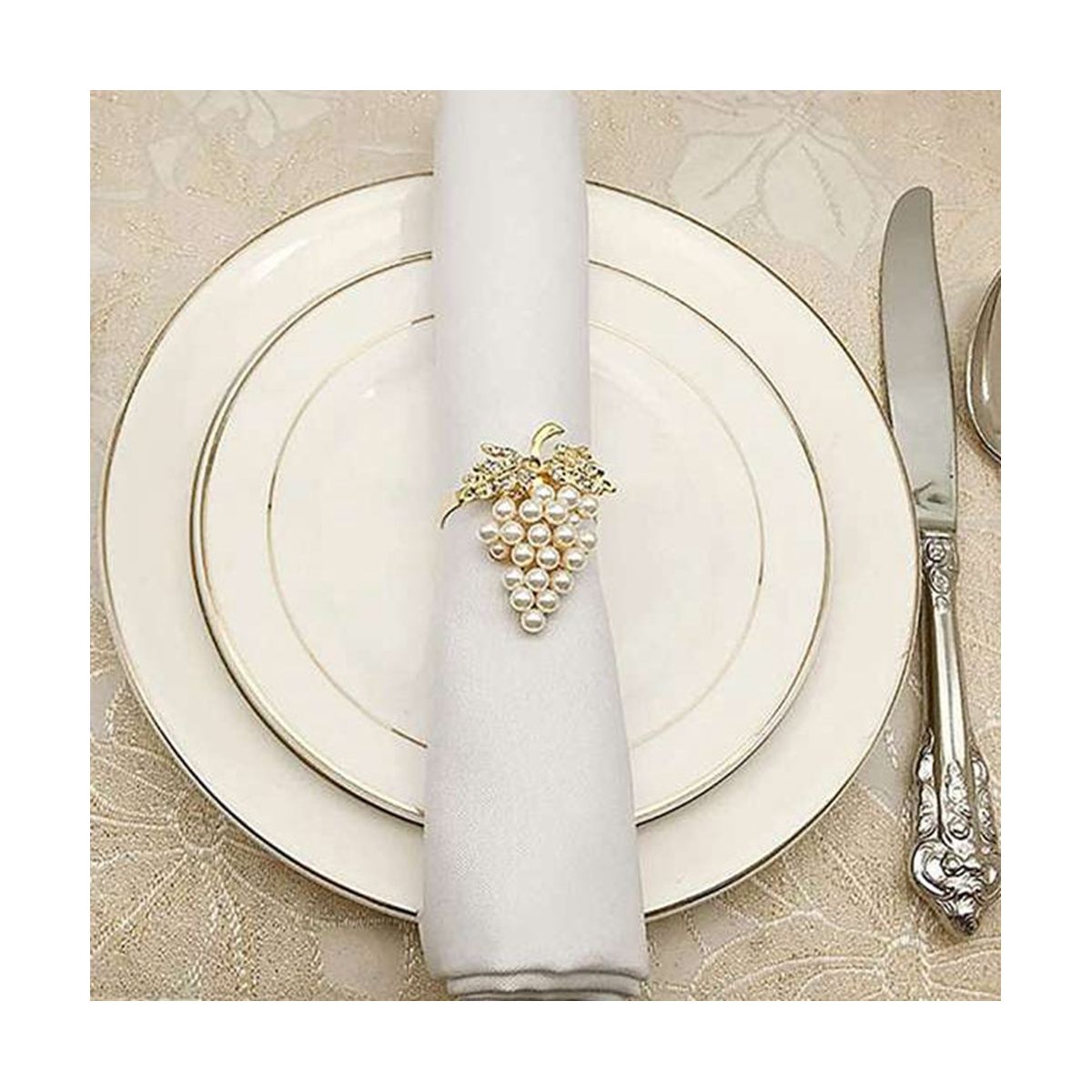 18Pcs Pea Napkin Rings Gold Grape Shape Napkin Buckle