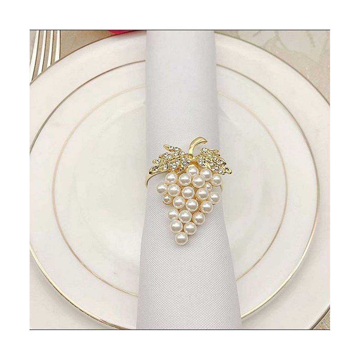 18Pcs Pea Napkin Rings Gold Grape Shape Napkin Buckle